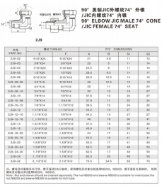 擴口式管接頭—90°美制JIC外螺紋74°外錐 /JIC內(nèi)螺紋74°內(nèi)錐